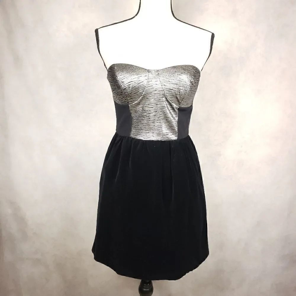 UO Chandi & Lia black and silver strapless dress S